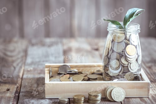 Preview: bank with coins and green sprout