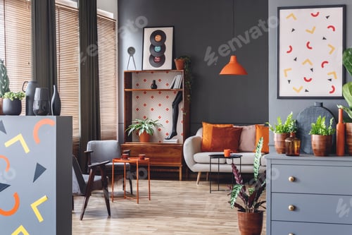 Preview: Spacious grey and orange interior