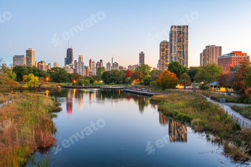 Preview: Chicago, Illinois, USA Downtown Skyline from Lincoln Park