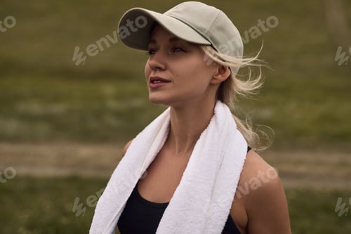 Preview: Runner with towel in nature during training