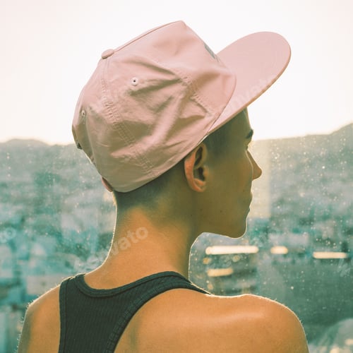 Preview: Girl in a stylish cap. Urban Street vibes