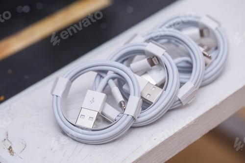 Preview: The charger cable for charging the phone from the mains is white.