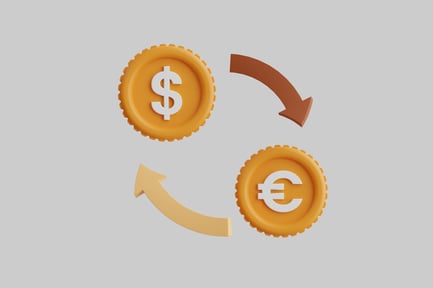 Preview: Currency exchange coins with arrows