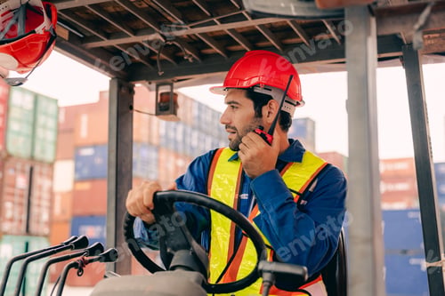 Preview: Warehouse engineer worker working at industrial container yard