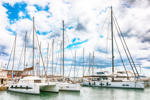 Preview: Astonishing spring cityscape with marina and Yachts and boats in town Cagliari