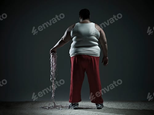 Preview: Man standing with a cascading ribbon of pink liquid in his hand