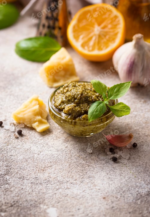 Preview: Homemade traditional Italian pesto sauce