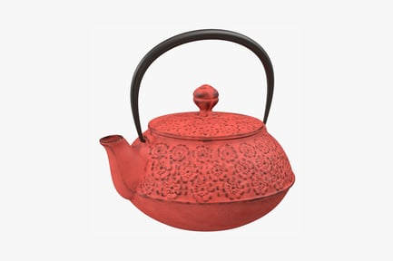 Aperçu: Théière rouge à motif floral