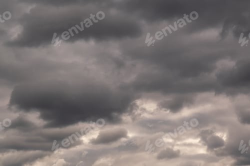 Preview: panorama of black sky background with storm clouds. thunder front