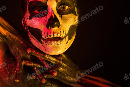 Preview: Pretty girl with skeleton makeup