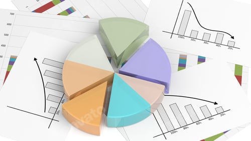 Preview: Colorful 3D Pie Chart on Data Background