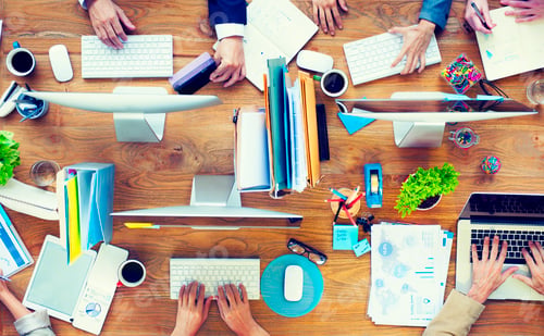 Preview: Aerial view of people working in the office