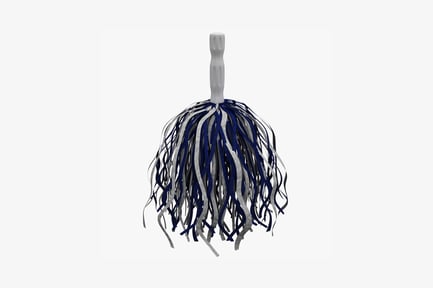 Preview: Blue and white yarn pom-pom with plastic handle