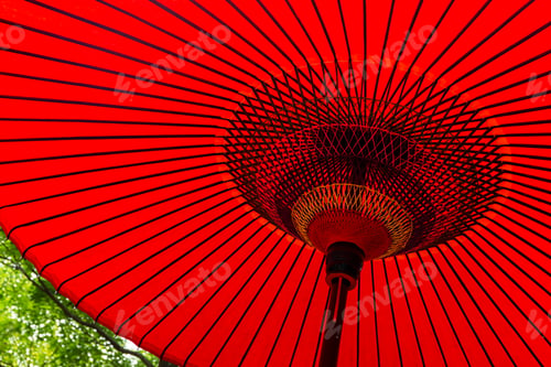Preview: Red oriental paper umbrell