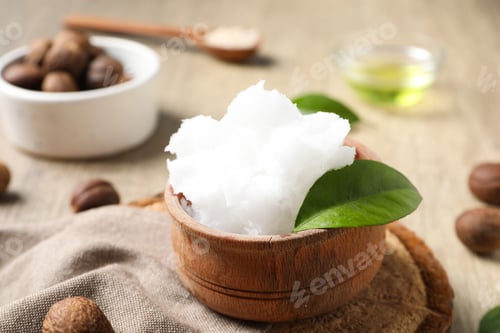 Preview: Concept of skin care cosmetics, Shea butter, close up
