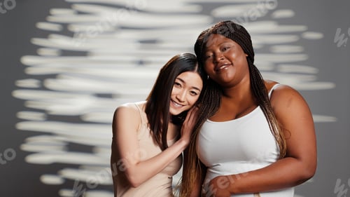 Preview: Diverse models feeling powerful posing for beauty ad