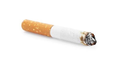 Preview: One burnt cigarette butt isolated on white