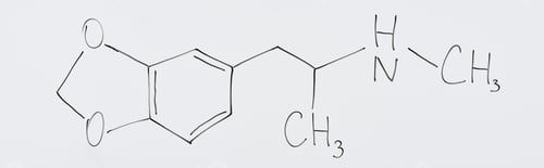 Preview: panoramic shot of white board with chemical formula in laboratory