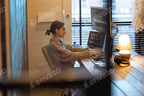 Preview: Woman works from cozy home office