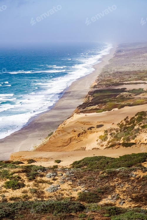 Preview: Beach view from the trail to the Lighthouse in Point Reyes National Shoreline, California