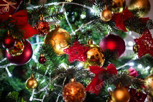 Preview: Colorful Christmas decorations on tree