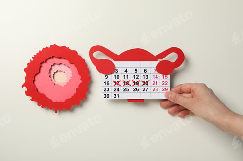 Preview: Ovulation period, calendar with clock, conception process.