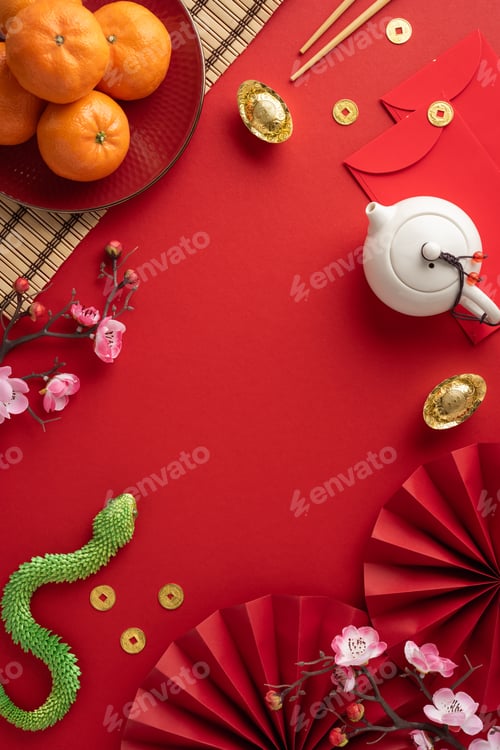 Preview: Chinese New Year Still Life with Oranges and Flowers
