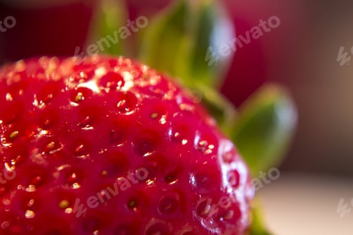 Preview: Macro photography shot of a fresh ripe strawberry