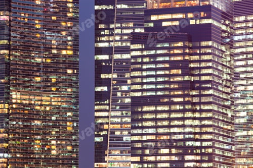 Preview: singapore skyline at the Marina during twilight