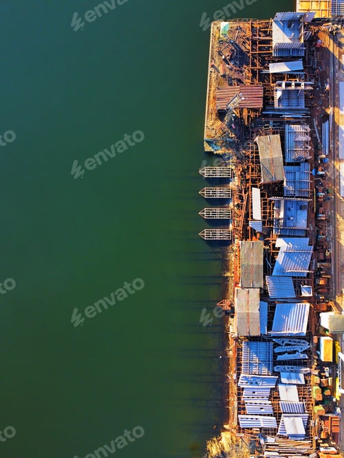 Preview: Top view of an old shipyard