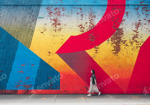 Preview: Young girl on the background of graffiti