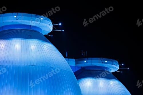 Preview: Blue Sewage Plant At Night Detail