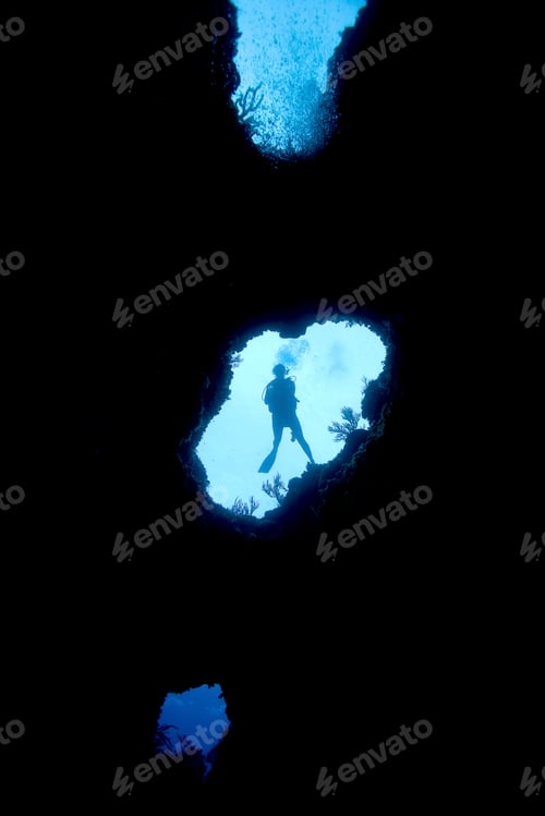Preview: Diver silhouette across the corals
