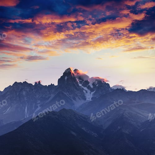 Preview: Snow-covered mountains in the mist. Autumn at Koruldi Lake