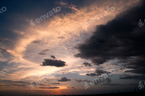 Preview: Abstract sunset and sunrise with clouds, Background.