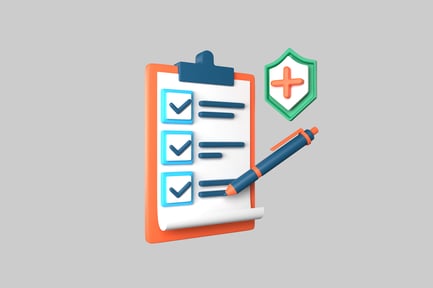 Preview: Corporate clipboard with pen and shield