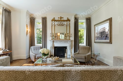 Preview: 54429,Sofa and armchairs in ornate living room