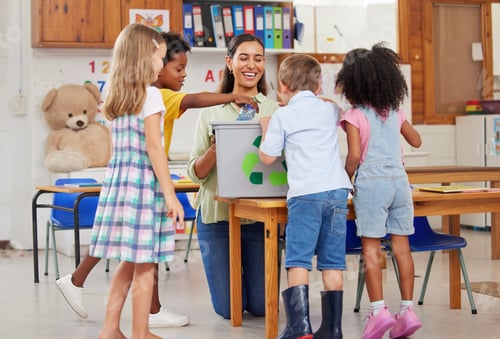 Preview: Shot of a young woman teaching a class of preschool children