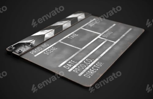 Preview: Black clapperboard. Realistic 3d illustration. Movie clapper board. 3d rendering image.