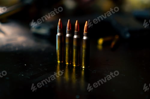 Preview: in a professional shooting range on a black table gun shop professional equipment introductory