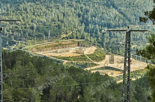 Preview: View from Sataf Park to the electrical substation surrounded by forest