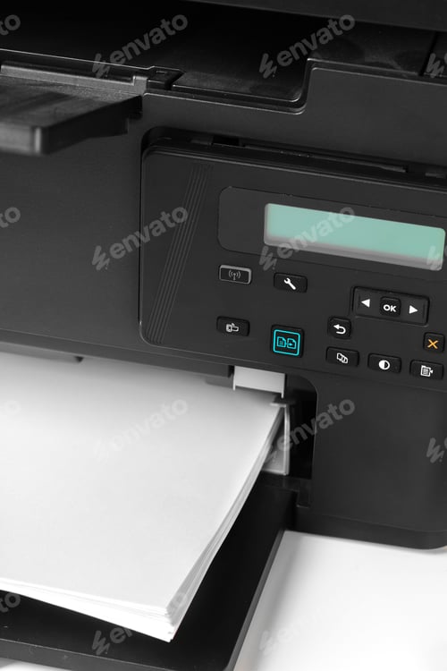 Preview: Close up of printer printing documents