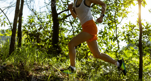 Preview: Woman runner running on forest trail