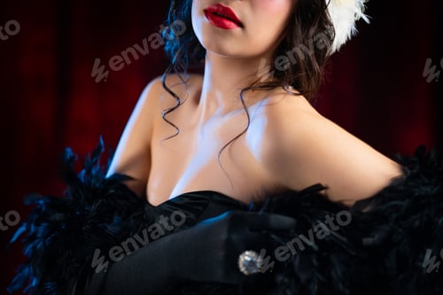 Preview: Dress details of unrecognizable woman. Art deco, roaring twenties era - jewelry and bijouterie of th