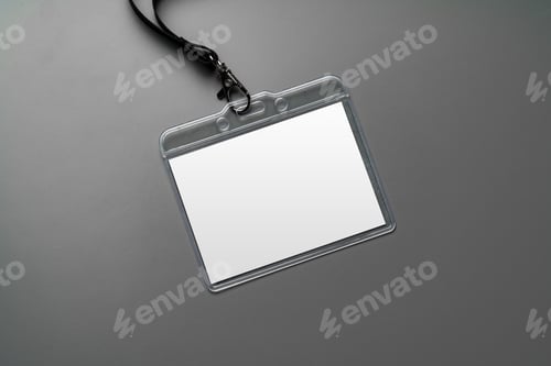 Preview: Blank nametag on gray background copy space
