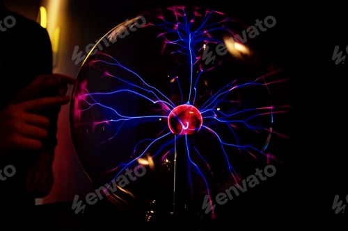 Preview: Plasma ball with energy rays on dark background
