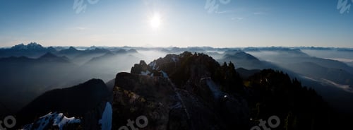 Preview: Mount Pilchuck in the Washington State with summits covered in the fog on the background