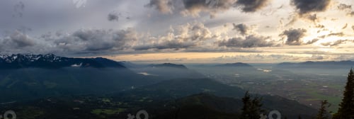 Preview: Panoramic View of Fraser Valley during a colorful cloudy sunset