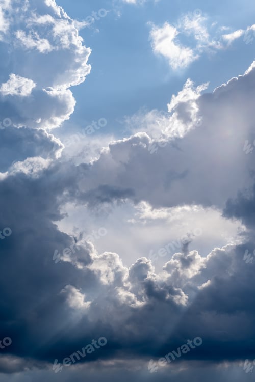 Preview: Dramatic sky with grey clouds over the city before the storm.