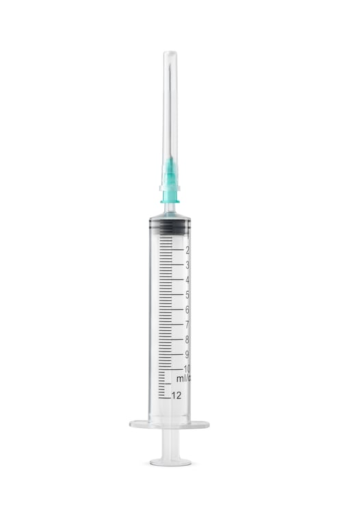 Preview: Sterile Medical Syringe with Needle on White Background